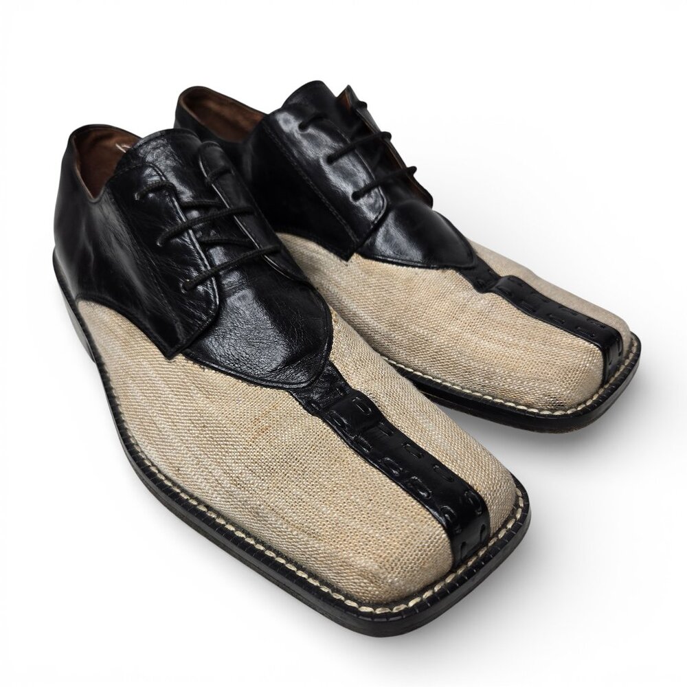 Fratelli Two Tone Square Toe Oxford Mens Natural Tone Lace Up Dress Shoe 9